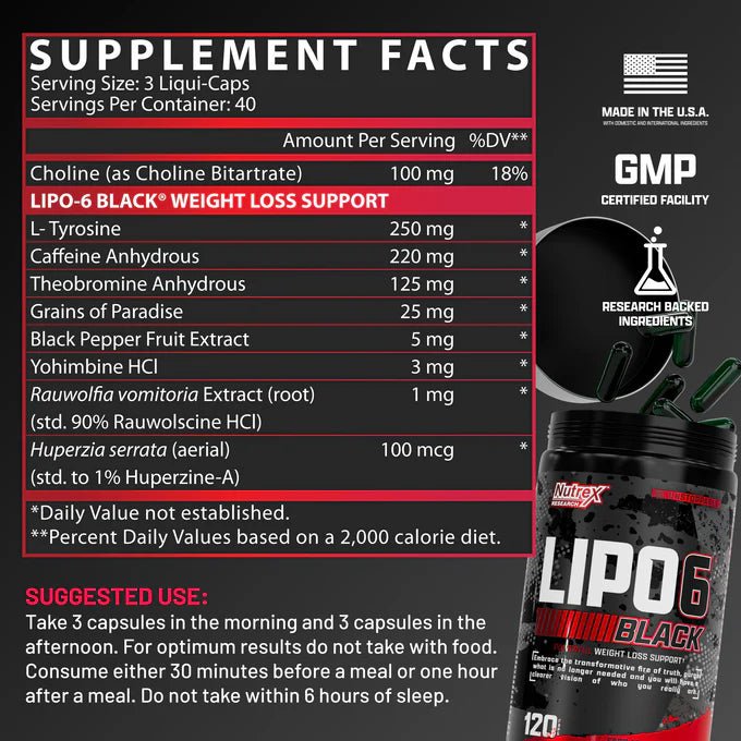 NUTREX LIPO-6 BLACK FAT BURNER 120 Cap